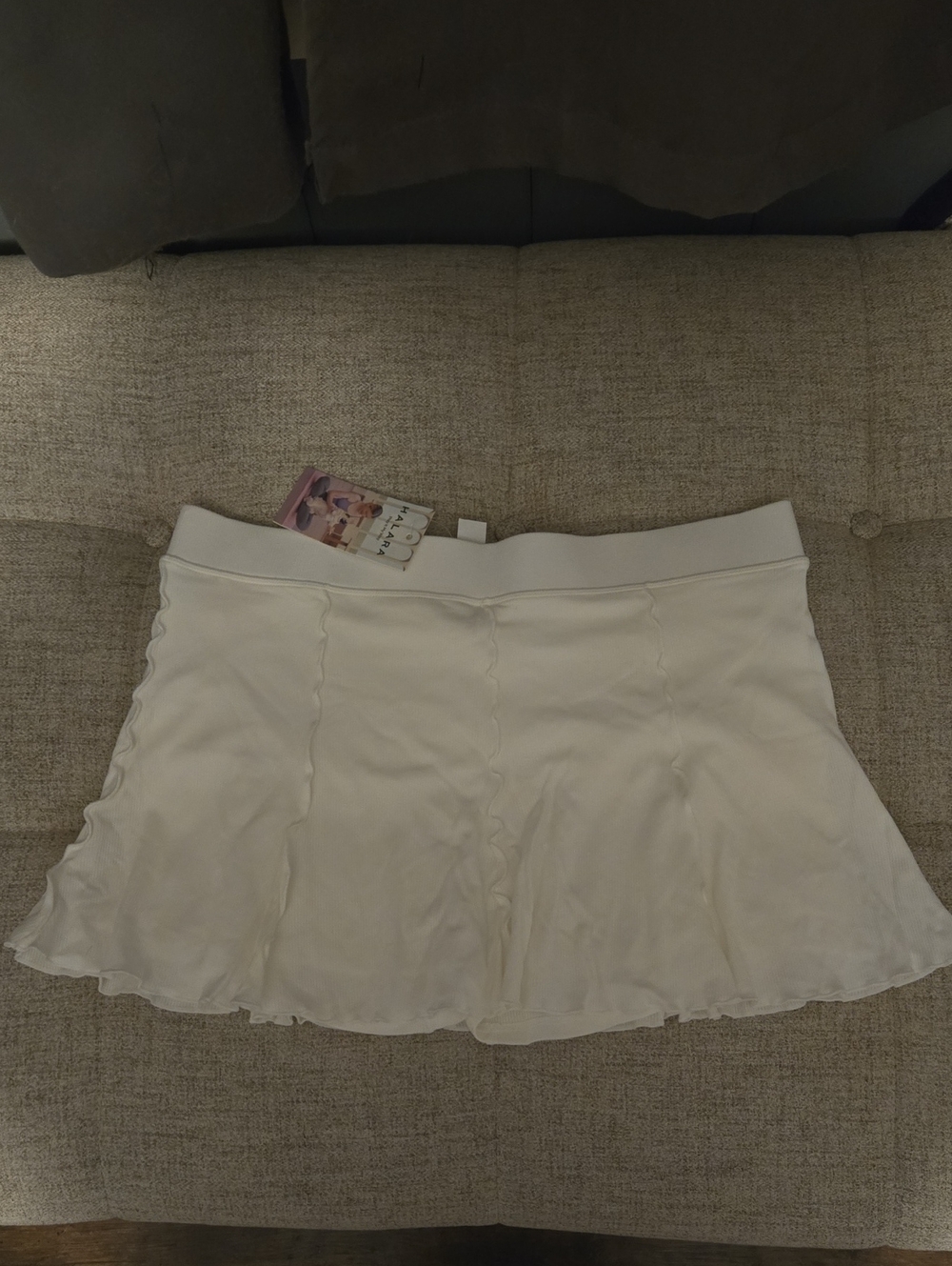 Halara White Ribbed Skort